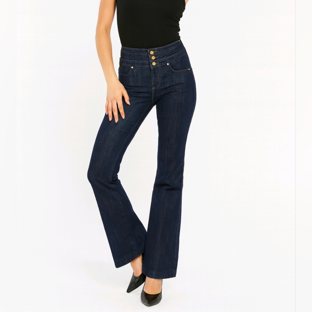 Juicy Couture Jeans Flare Leg Blue Dark Wash Denim Button Fly Size 25